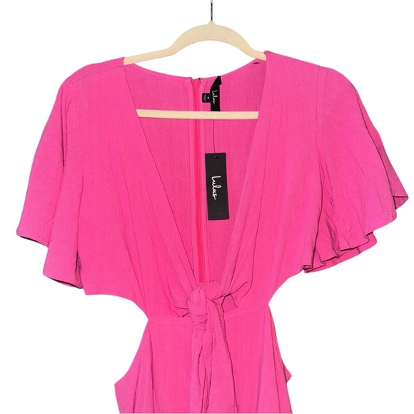NWT LULU’S Perfect Day for Love Pink Cutout Tie-Front Mini Dress Size Medium - Picture 6 of 14